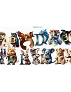 Promotional Print Stickere perete Alfabetul cu Animale pentru camera copilului 26 piese autocolant textil premium repozitionabil