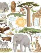 Promotional Print Stickere perete Animale Africa Safari pentru camera copilului 37 piese autocolant textil premium repozitionabil