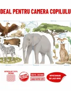 Promotional Print Stickere perete Animale Africa Safari pentru camera copilului 37 piese autocolant textil premium repozitionabil