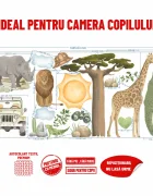 Promotional Print Stickere perete Animale Africa Safari pentru camera copilului 37 piese autocolant textil premium repozitionabil