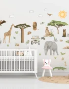 Promotional Print Stickere perete Animale Africa Safari pentru camera copilului 37 piese autocolant textil premium repozitionabil