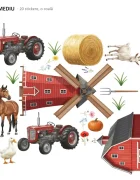Promotional Print Stickere perete Animale de la Ferma pentru camera copilului autocolant textil premium repozitionabil set mediu