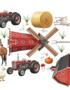 Promotional Print Stickere perete Animale de la Ferma pentru camera copilului autocolant textil premium repozitionabil set mediu
