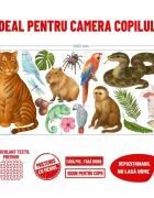 Promotional Print Stickere perete Animale din Jungla pentru camera copilului autocolant textil premium repozitionabil set mare