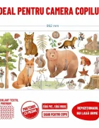 Promotional Print Stickere perete Animale din Padure pentru camera copilului autocolant textil premium repozitionabil set mare