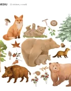 Promotional Print Stickere perete Animale din Padure pentru camera copilului autocolant textil premium repozitionabil set mediu