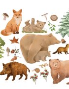 Promotional Print Stickere perete Animale din Padure pentru camera copilului autocolant textil premium repozitionabil set mediu