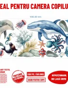 Promotional Print Stickere perete Animale Marine pentru camera copilului autocolant textil premium repozitionabil set mare
