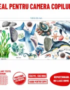 Promotional Print Stickere perete Animale Marine pentru camera copilului autocolant textil premium repozitionabil set mare