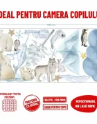Promotional Print Stickere perete Animale Polare pentru camera copilului autocolant textil premium repozitionabil set mare
