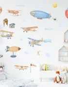 Promotional Print Stickere perete Aviatie pentru camera copilului autocolant textil premium repozitionabil set mare