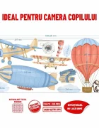 Promotional Print Stickere perete Aviatie pentru camera copilului autocolant textil premium repozitionabil set mare