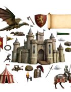 Promotional Print Stickere perete Cavaleri si Dragoni 3D pentru camera copilului autocolant textil premium repozitionabil set mediu