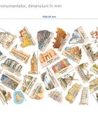 Promotional Print Stickere perete Harta Europei cu 67 de monumente pentru copii autocolant textil premium repozitionabil