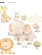 Promotional Print Stickere perete Safari pentru bebelusi autocolant textil premium repozitionabil set mediu