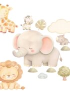 Promotional Print Stickere perete Safari pentru bebelusi autocolant textil premium repozitionabil set mediu