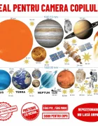 Promotional Print Stickere perete Spatiu si Planete pentru camera copilului set 38 stickere cu Astronauti si Stele autocolant textil premium repozitionabil