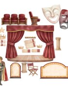 Promotional Print Stickere perete Teatru pentru camera copilului autocolant textil premium repozitionabil set mediu