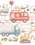 Promotional Print Stickere perete Vehicule si Masinute pentru camera copilului autocolant textil premium repozitionabil set mare