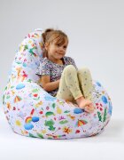 Pufrelax Fotoliu beanbag pentru copii 4-14 ani nirvana light o lume colorata imprimatumplut cu perle polistiren