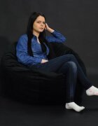 Pufrelax Fotoliu matusalem black velvet umplut cu fulgi de burete memory mix