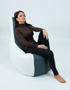 Pufrelax Fotoliu mediu sunlounger evo grey white umplut cu perle polistiren