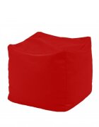 Pufrelax Fotoliu mic taburet cub Panama Red pretabil si la exterior umplut cu perle polistiren