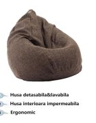 Pufrelax Fotoliu nirvana grande rainy day cu husa detasabila textila umplut cu perle polistiren