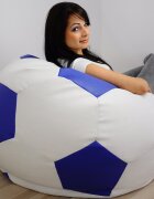 Pufrelax Fotoliu pentru copii 3-10 ani minge telstar junior white blue umplut cu perle polistiren marca