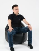 Pufrelax Fotoliu puf pentru copii 2-14 ani relaxo back 2 black umplut cu perle polistiren
