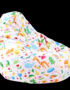 Pufrelax Fotoliu puf tip sac nirvana grande o lume colorata imprimat pretabil si la exterior umplut cu perle polistiren