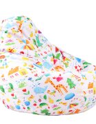 Pufrelax Fotoliu puf tip sac nirvana grande o lume colorata imprimat pretabil si la exterior umplut cu perle polistiren