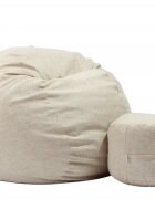 Pufrelax Fotoliu set king size otoman beige brulee umplut cu fulgi de burete memory mix