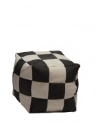 Pufrelax Fotoliu taburet cub gama Premium Black Cream cu husa detasabila textila umplut cu perle polistiren