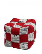 Pufrelax Fotoliu taburet cub Red Paparazzi cu husa detasabila textila umplut cu perle polistiren