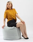 Pufrelax Fotoliu taburet cub xl gama premium angora grey cu husa detasabila textila umplut cu perle polistiren