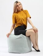 Pufrelax Fotoliu taburet cub xl gama premium angora grey cu husa detasabila textila umplut cu perle polistiren