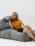 Pufrelax Fotoliu Yoga L + Perna Moon Grey Gama Premium umplut cu fulgi de burete memory mix