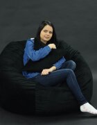Pufrelax Set fotoliu puf king size perna decorativa black velvet umplut cu fulgi de burete memory mix