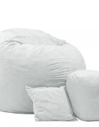 Pufrelax Set fotoliu puf king size xl otoman perna decorativa angora grey umplut cu fulgi de burete memory mix