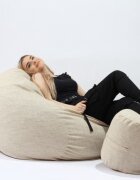 Pufrelax Set fotoliu puf matusalem otoman angora grey umplut cu fulgi de burete memory mix