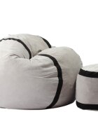 Pufrelax Set fotoliu puf matusalem otoman angora grey umplut cu fulgi de burete memory mix