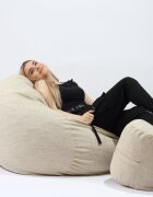 Pufrelax Set fotoliu puf matusalem otoman beige brulee umplut cu fulgi de burete memory mix