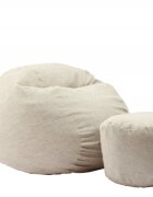 Pufrelax Set fotoliu puf matusalem otoman beige brulee umplut cu fulgi de burete memory mix