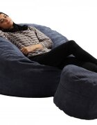Pufrelax Set fotoliu puf matusalem otoman dusty blue umplut cu fulgi de burete memory mix