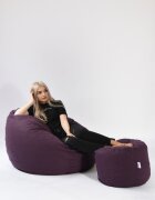 Pufrelax Set fotoliu puf matusalem si otoman fancy purple umplut cu fulgi de burete memory mix