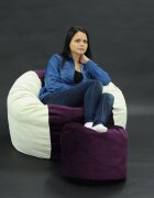 Pufrelax Set fotoliu puf pentru copii 5-16 ani matusalem otoman beige amethyst umplut cu fulgi de burete memory mix