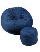Pufrelax Set fotoliu puf pentru copii 5-16 ani matusalem otoman blue denim umplut cu fulgi de burete memory mix