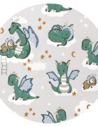 Qmini Aparatoare pentru patut din bumbac 180x30 cm cu panglici Dragons Gray