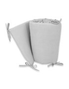 Qmini Aparatoare pentru patut Gray din muselina dubla 180x30 cm cu panglici